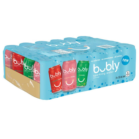 Bubly Blue Water - Variety pack of 24 x 355ml
