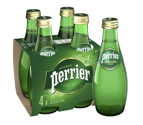 Perrier Sparkling Carbonated Water Glass Bottle (4x330mL)