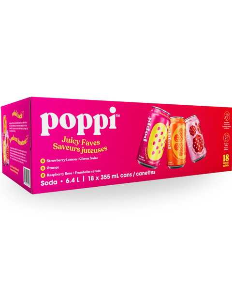 Poppi Soda | Juicy Faves Variety Pack  (18x 355ml)