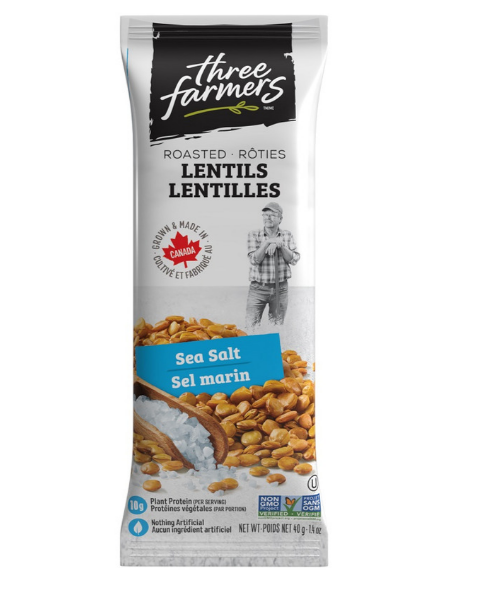 Three Farmers | Roasted Lentils Lightly Salted (12 x 40g)